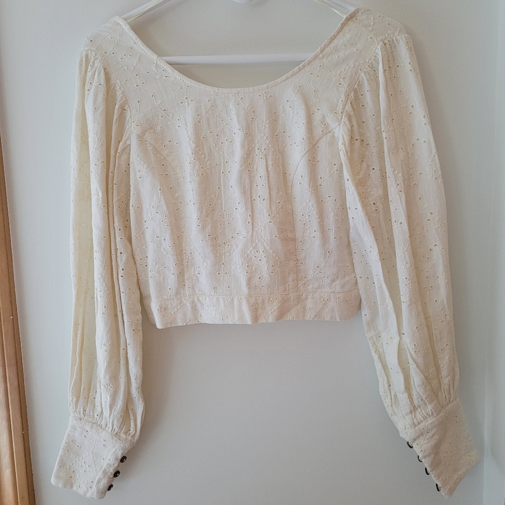 Free People Petunia Eyelet Top Ivory XS